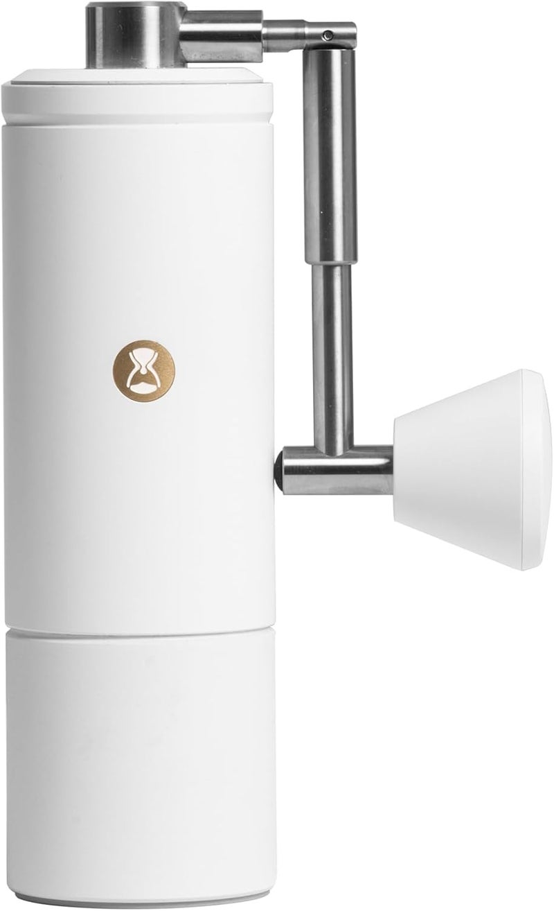 C5 Pro Manual Coffee Grinder with S2C-042 Conical Burr, 0.031mm Precision Adjustment, Expanded Bean Container, All-Metal Portable Hand Coffee Mill for Espresso/French Press/Pour Over - White